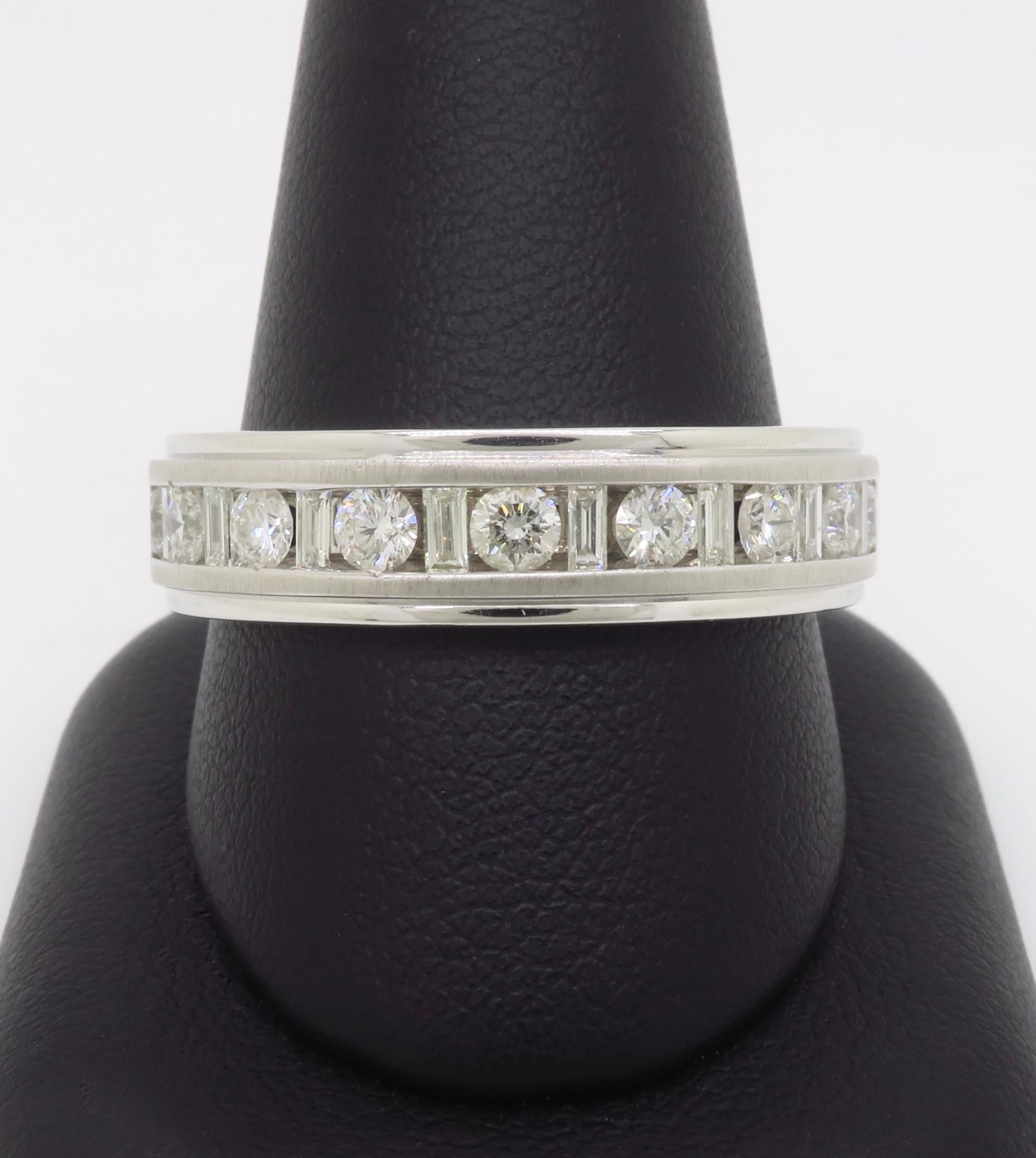 Men's Baguette & Round Diamond Band For Sale 2