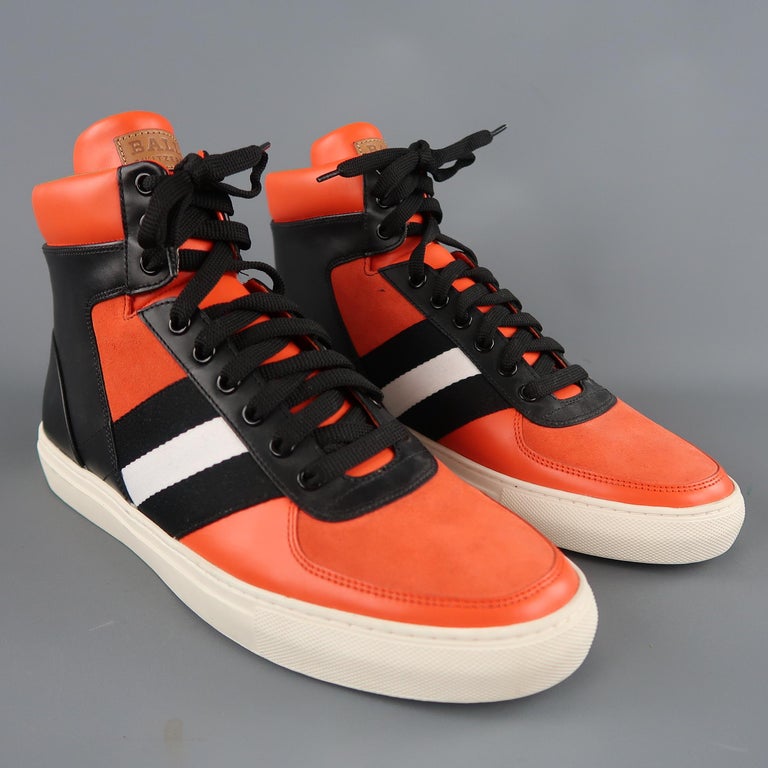 Men�s BALLY Size 11.5 Orange and Black Leather and Suede