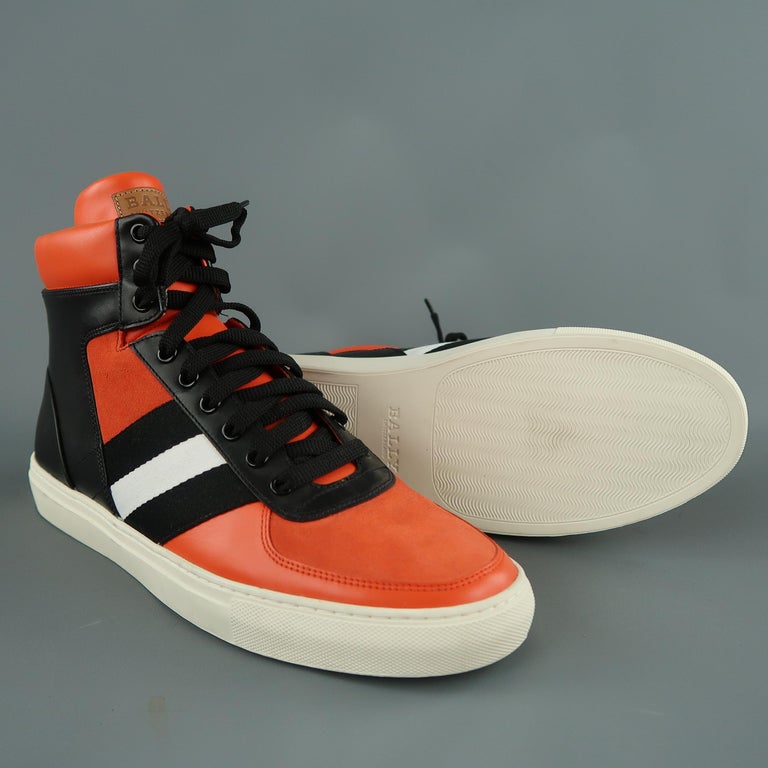 Men�s BALLY Size 11.5 Orange and Black Leather and Suede