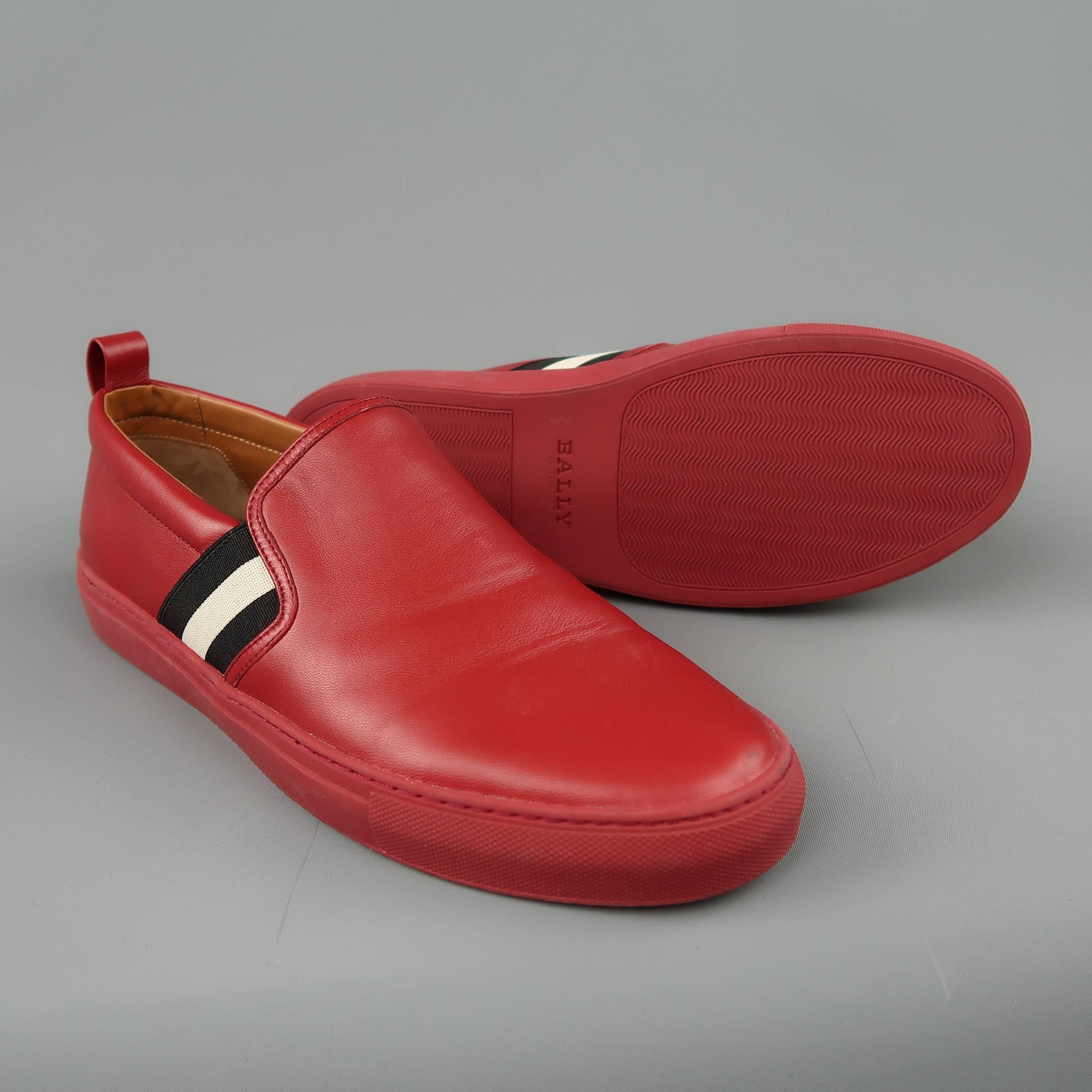 Men's BALLY Size 11.5 Red Leather Black and White Stripe HERALD Slip On  Sneakers at 1stDibs | bally herald sneakers, bally slip on sneaker, bally  herald