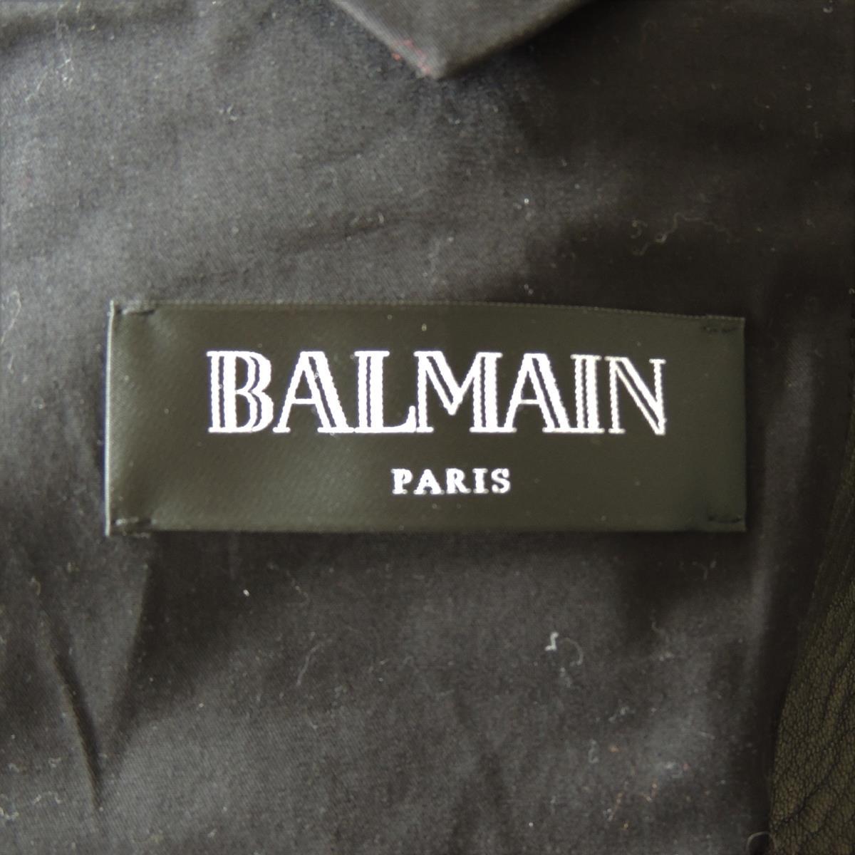 Noir Balmain - Veste motard en cuir noir pour homme, taille 52 en vente