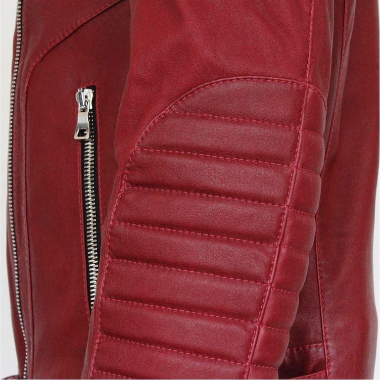 Balmain Patent Leather Monogram Jacket in Red for Men