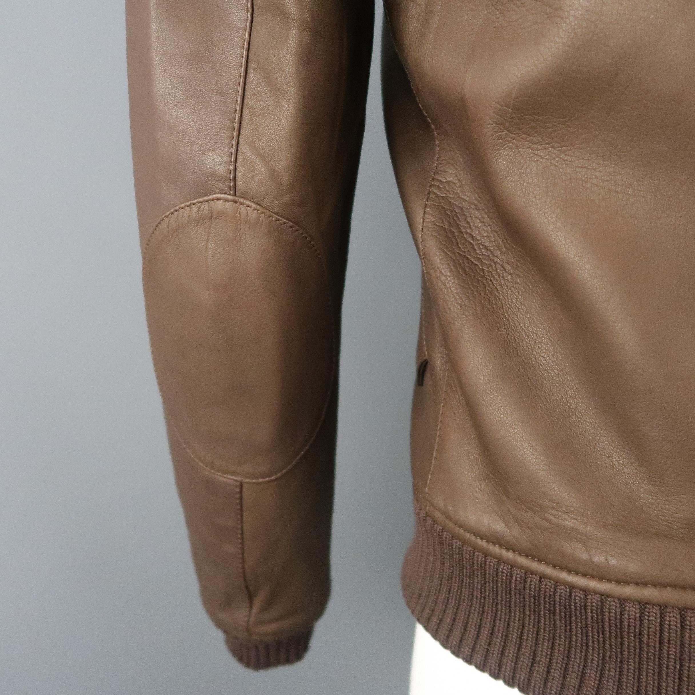 Men's BAND OF OUTSIDERS S Brown Leather Bomber Jacket NWT In New Condition In San Francisco, CA