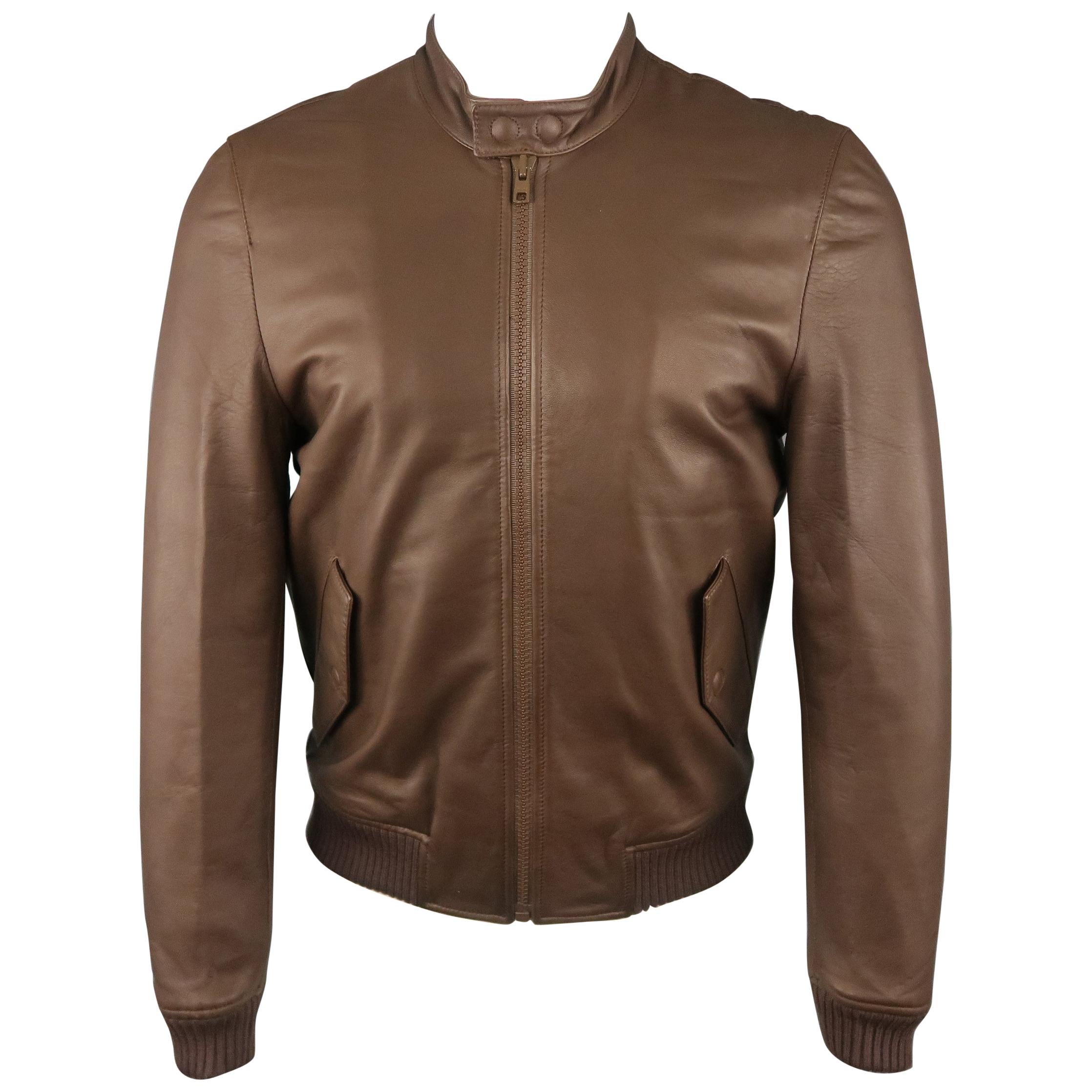 Men's BAND OF OUTSIDERS S Brown Leather Bomber Jacket NWT