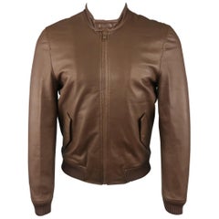 Men's BAND OF OUTSIDERS S Brown Leather Bomber Jacket NWT