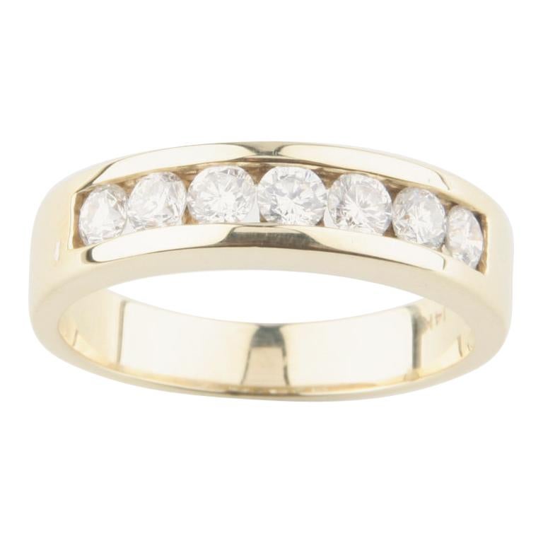 Men's Band Ring with 1.20 Carat Channel Set Round Diamonds in Yellow Gold