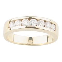 Men's Band Ring with 1.20 Carat Channel Set Round Diamonds in Yellow Gold