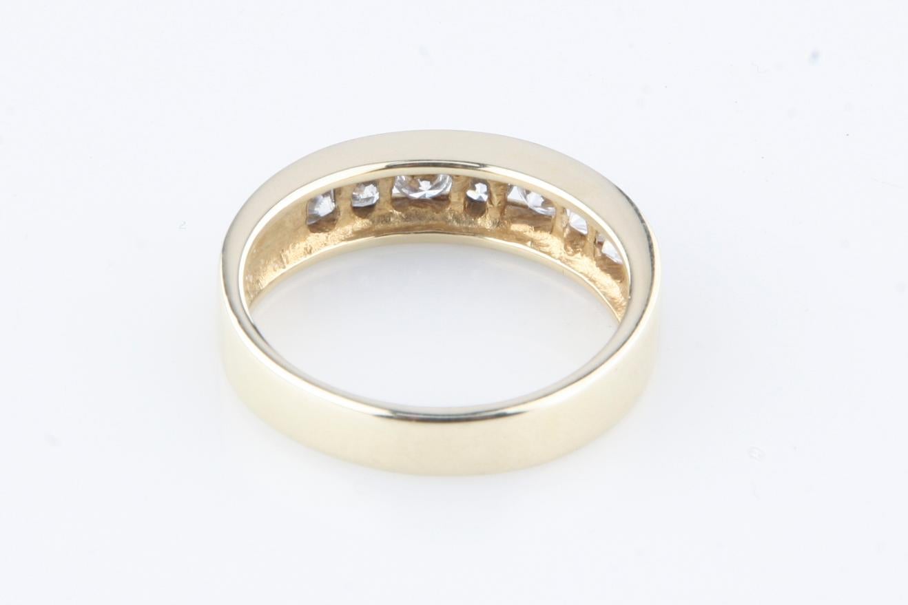 Round Cut Men's Band Ring with 1.20 Carat Channel Set Round Diamonds in Yellow Gold