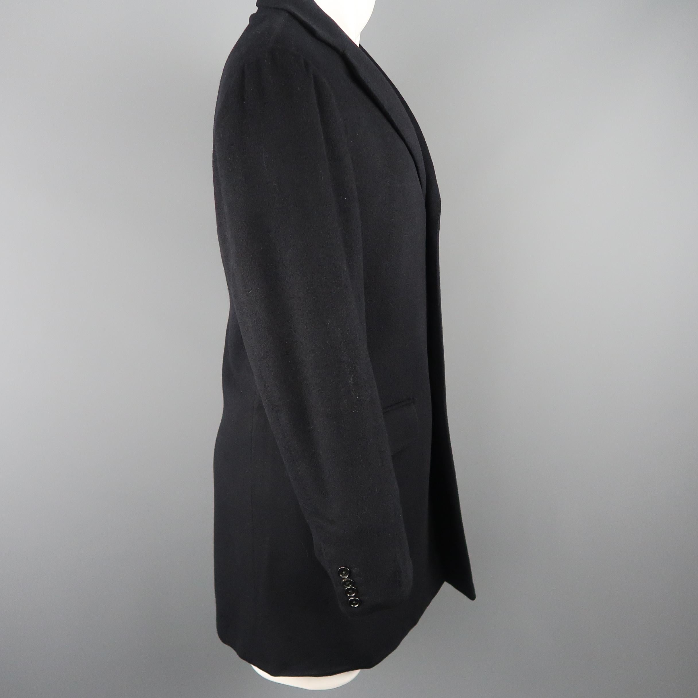 Men's BARNEY'S NEW YORK 38 Deep Navy Cashmere Notch Lapel Coat In Excellent Condition In San Francisco, CA