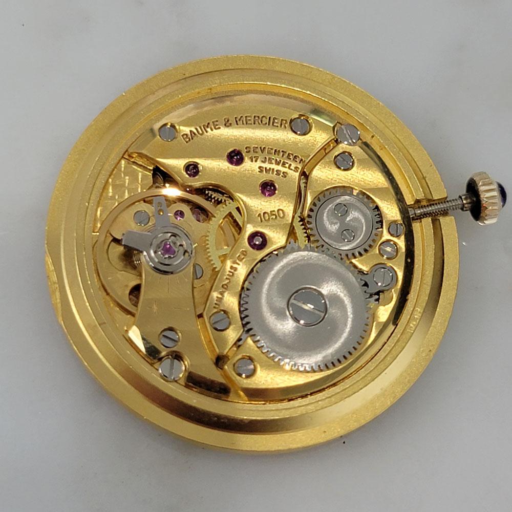 Herren Baume Mercier 18k Gold Handaufzug Schlankes Kleid mit Schachtel 1990er RA366 7