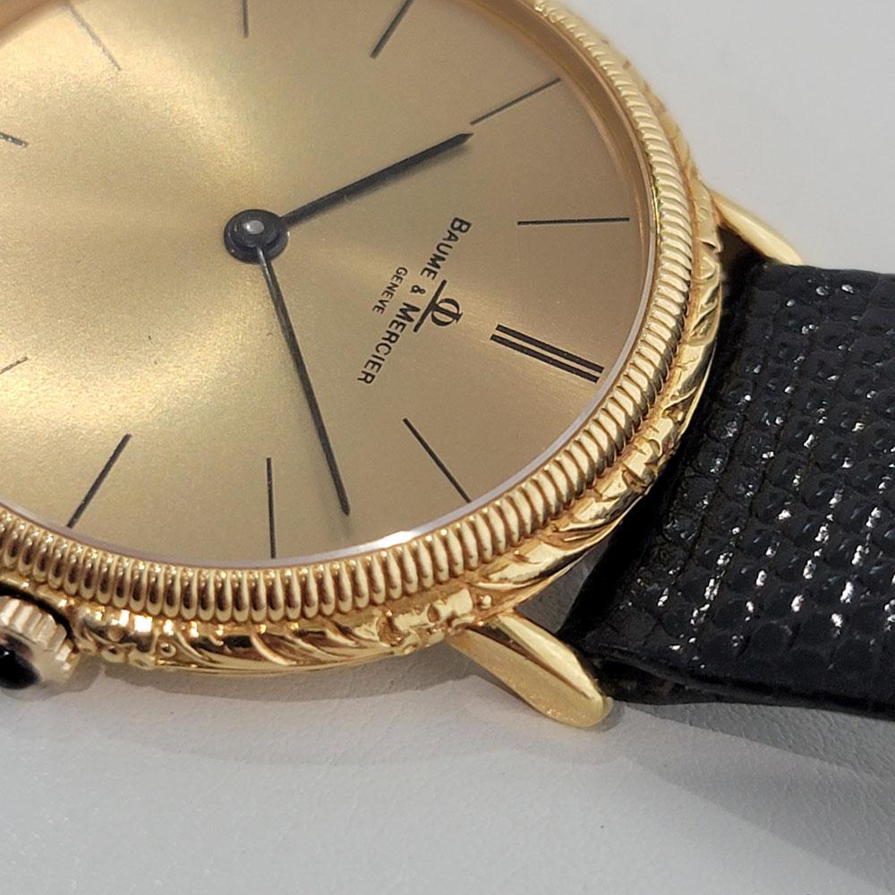 Herren Baume Mercier 18k Gold Handaufzug Schlankes Kleid mit Schachtel 1990er RA366 2