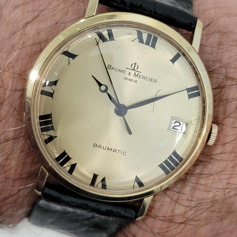 Herren Baume Mercier Baumatic 18k Solid Gold Datum Automatik 1970er Jahre Vintage RA436 11