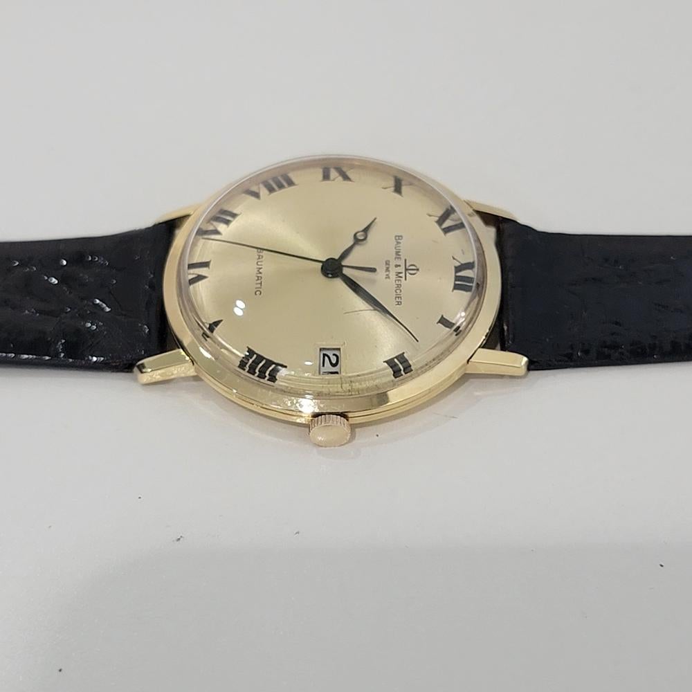 Herren Baume Mercier Baumatic 18k Solid Gold Datum Automatik 1970er Jahre Vintage RA436 2