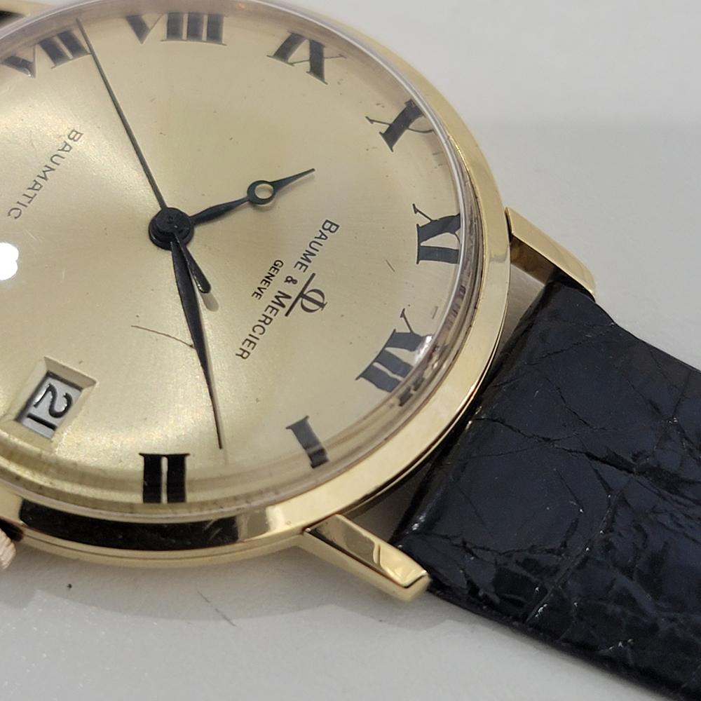 Herren Baume Mercier Baumatic 18k Solid Gold Datum Automatik 1970er Jahre Vintage RA436 3