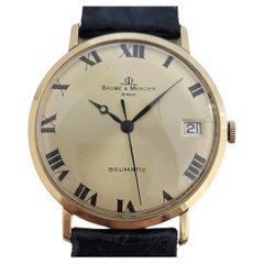 Mens Baume Mercier Baumatic 18k Solid Gold Date Automatic 1970s Vintage RA436