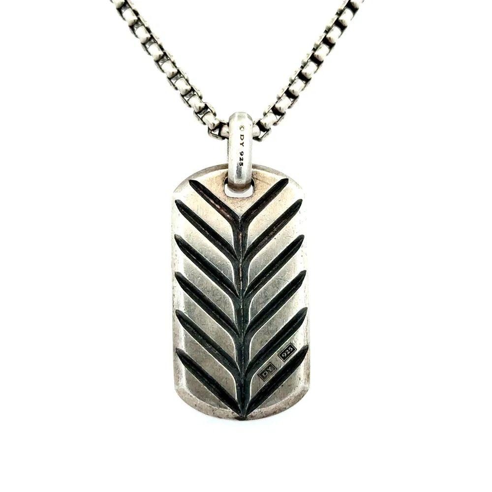 Collar colgante con etiqueta de plata de ley David Yurman de hombre, negro y diamante coñac en Excelente estado para la venta en Montreal, QC