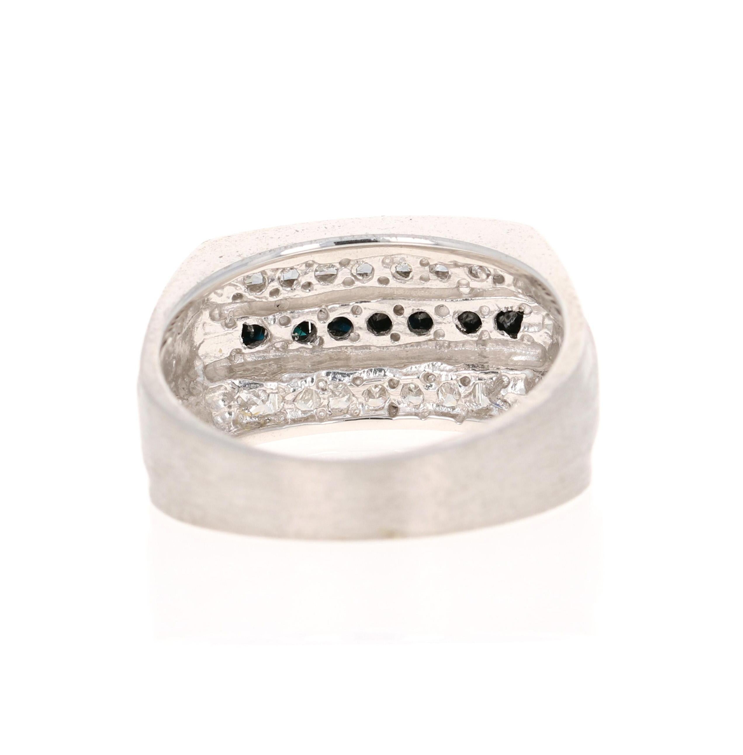 mens white gold ring with black diamonds
