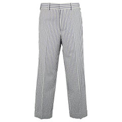 Men's BLACK FLEECE Size 30 White & Blue Stripe Textured Cotton Cuffed Pants