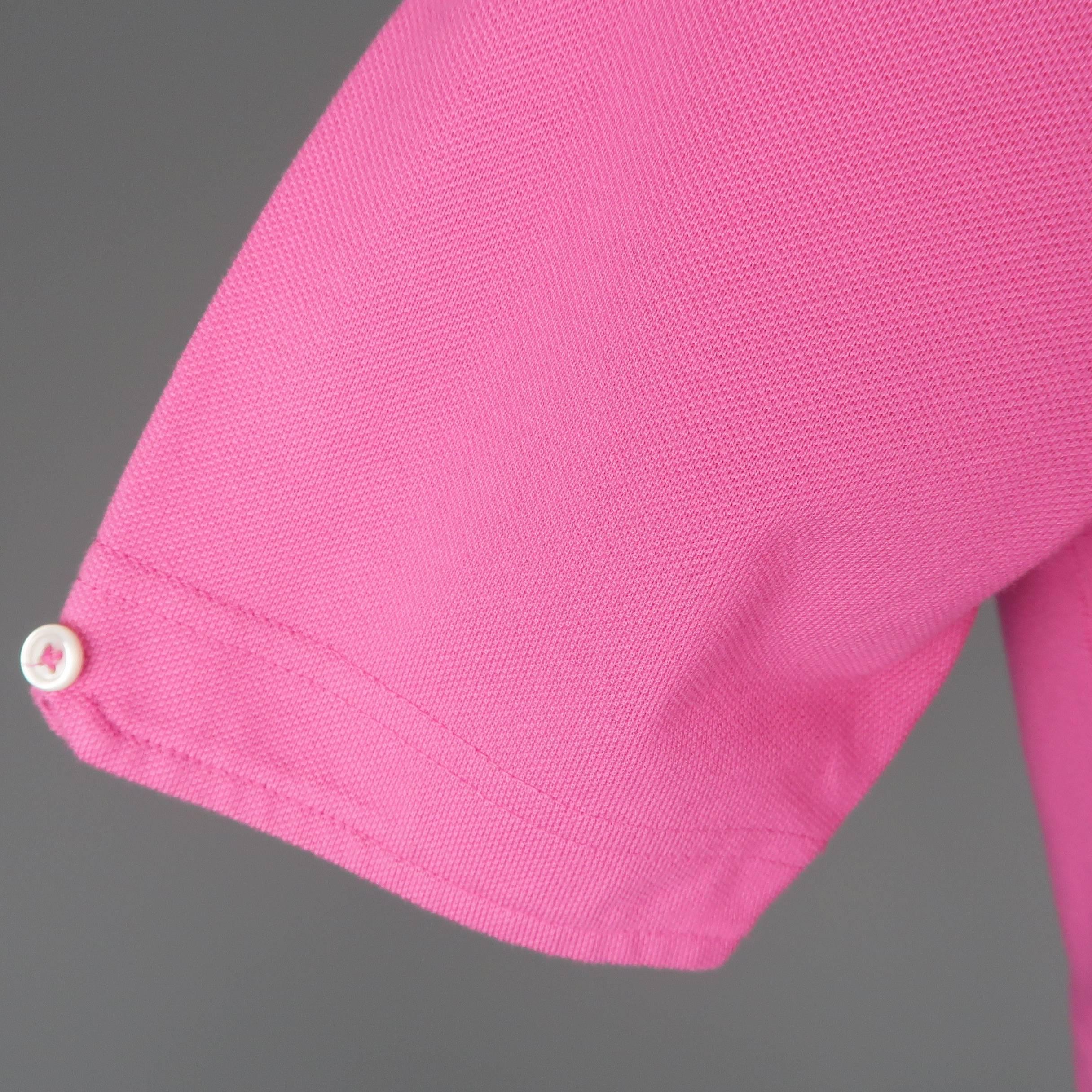 Men's BLACK FLEECE Size S Pink Pique Button Collar POLO 2