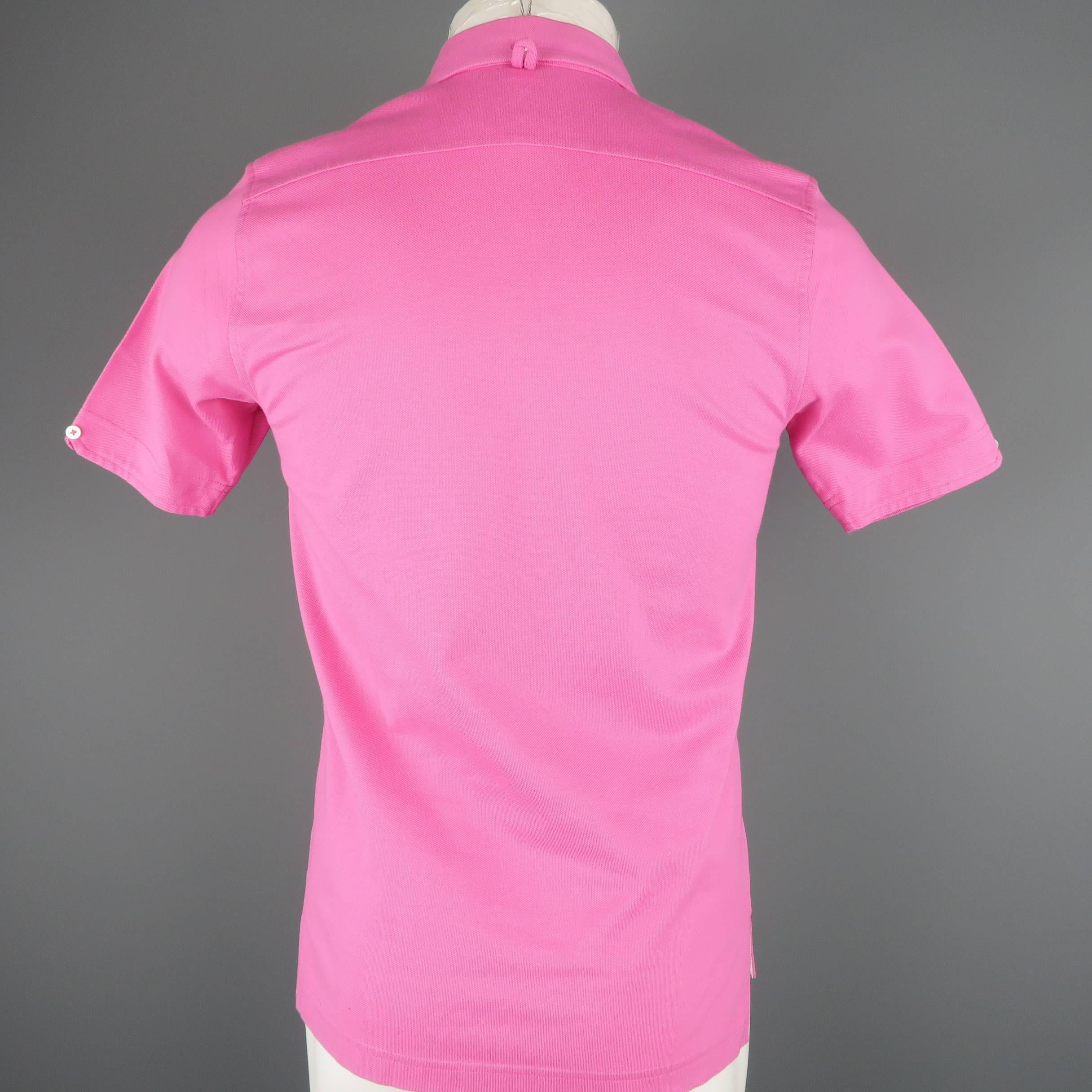 Men's BLACK FLEECE Size S Pink Pique Button Collar POLO 3