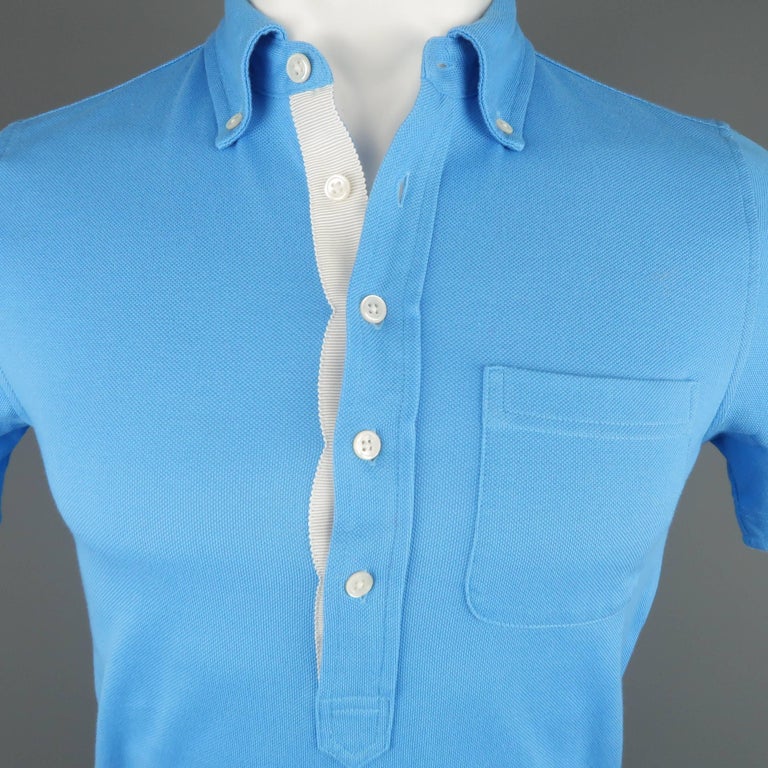 Men's BLACK FLEECE Size XS Blue Pique Button Down Collar POLO For Sale ...