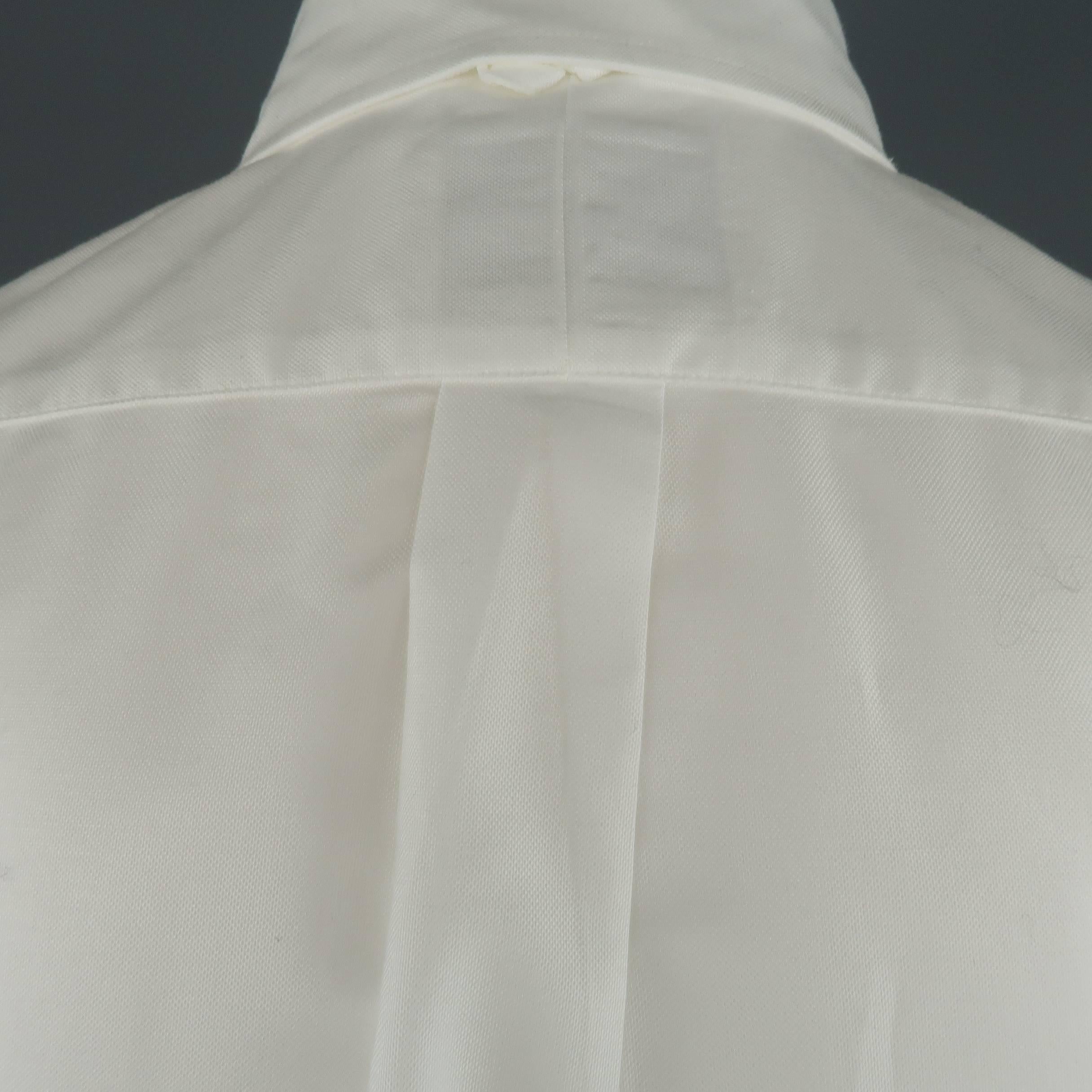 Men's  BLACK FLEECE Size XS White Pleated Cotton Button Down Short Sleeve Shirt 2