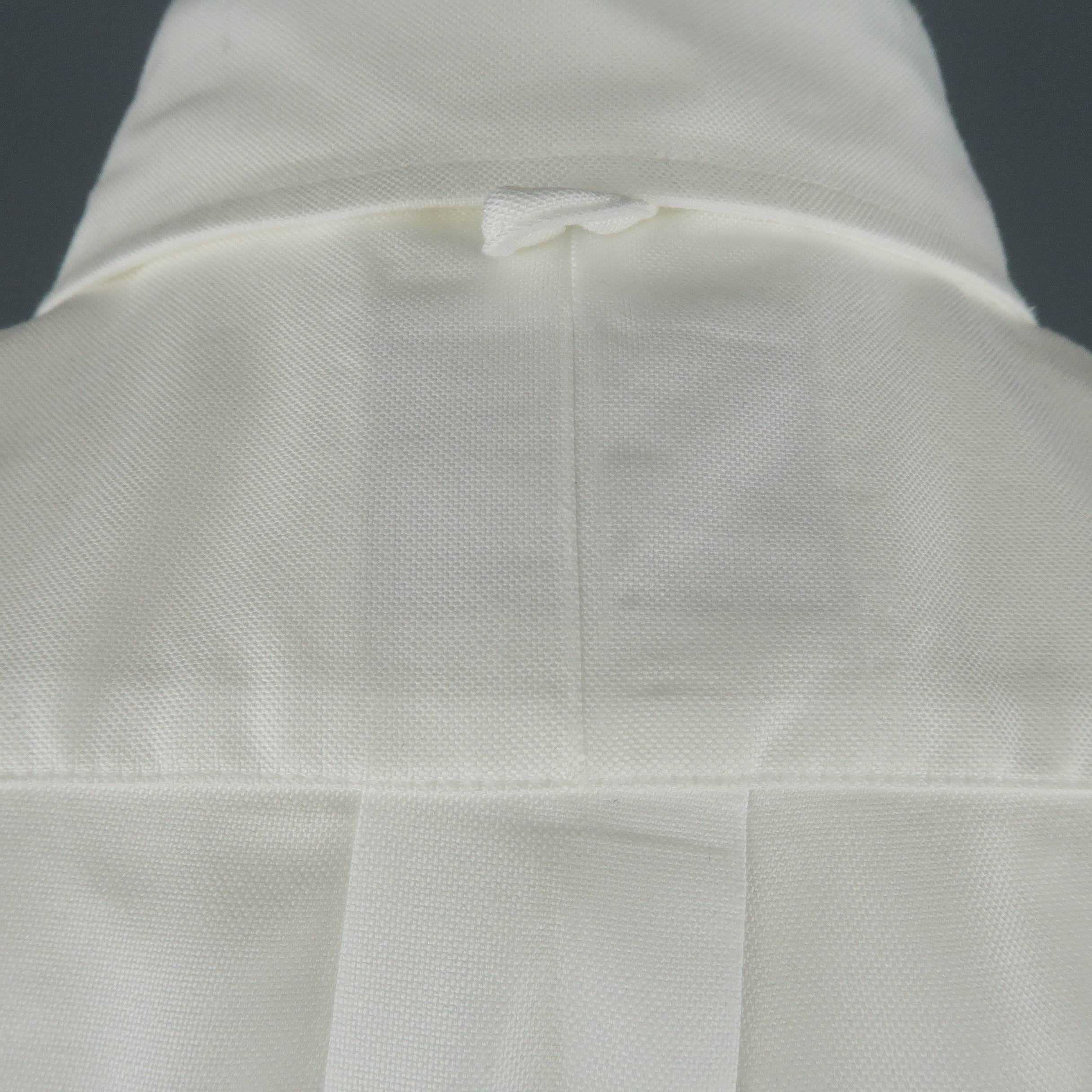 Men's  BLACK FLEECE Size XS White Pleated Cotton Button Down Short Sleeve Shirt 3