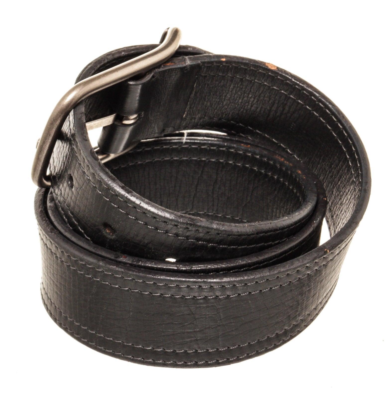 Men's black leather Louis Vuitton Belt with palladium plated logo-engraved  2