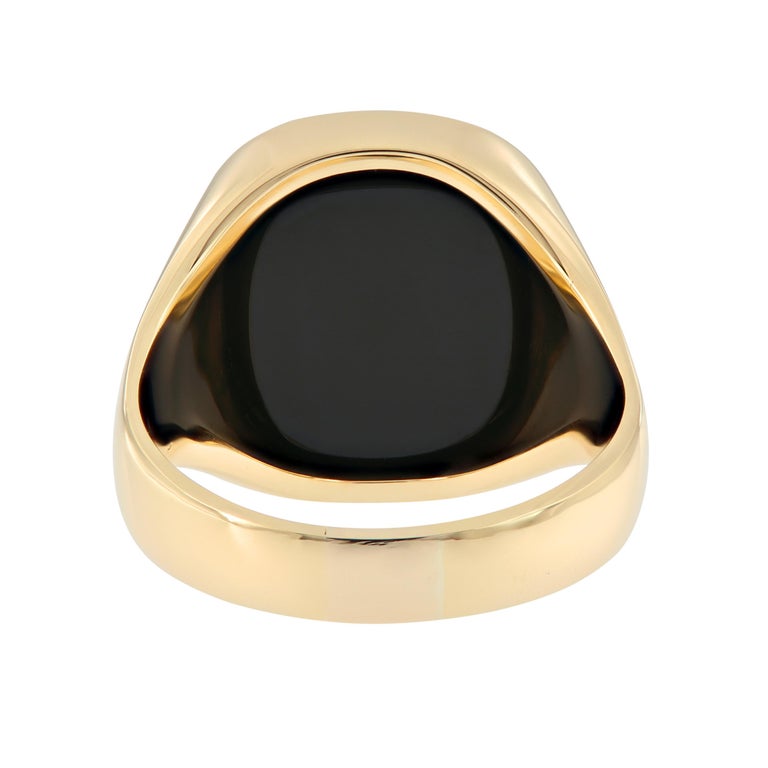 Men's Black Onyx 18 Karat Yellow Gold Signet Ring 2