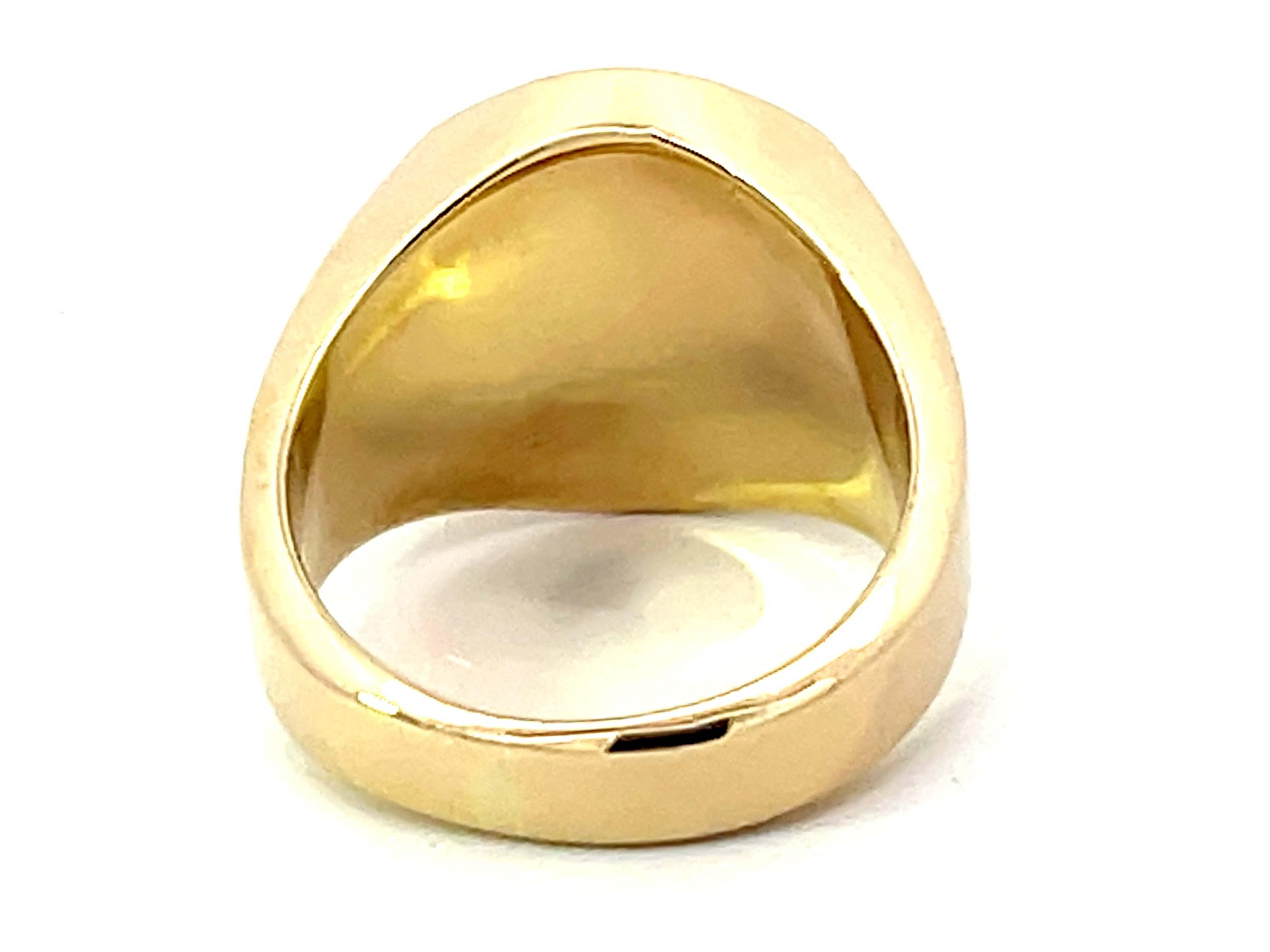 Women's Mens Black Onyx Design Gold Ring 14K Yellow Gold For Sale
