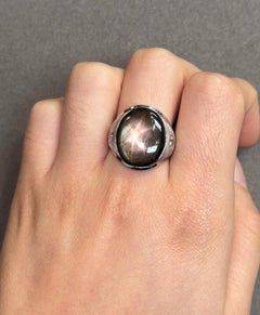 Anillo de zafiro estrella negro para hombre