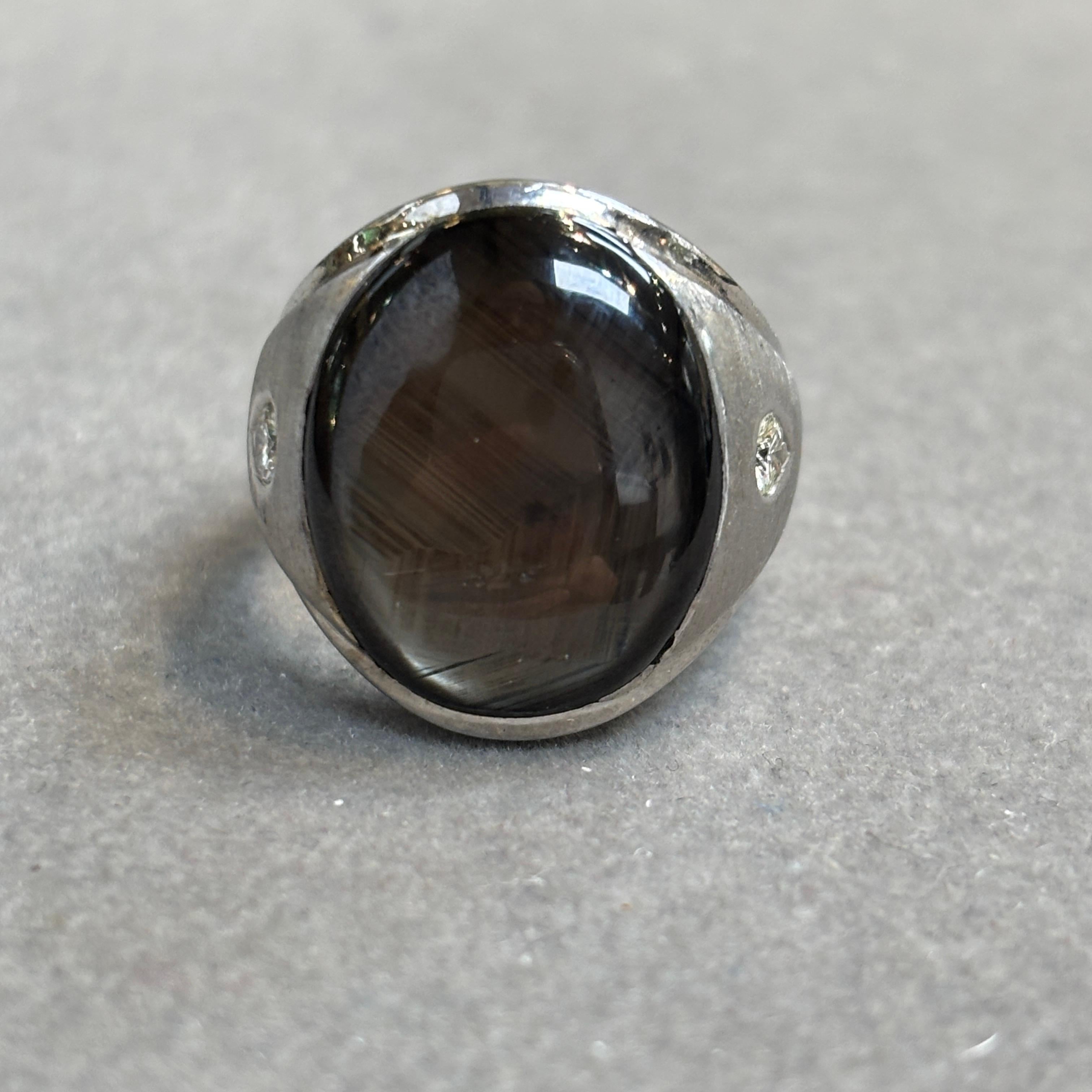 Men's Black Star Sapphire Ring For Sale 2
