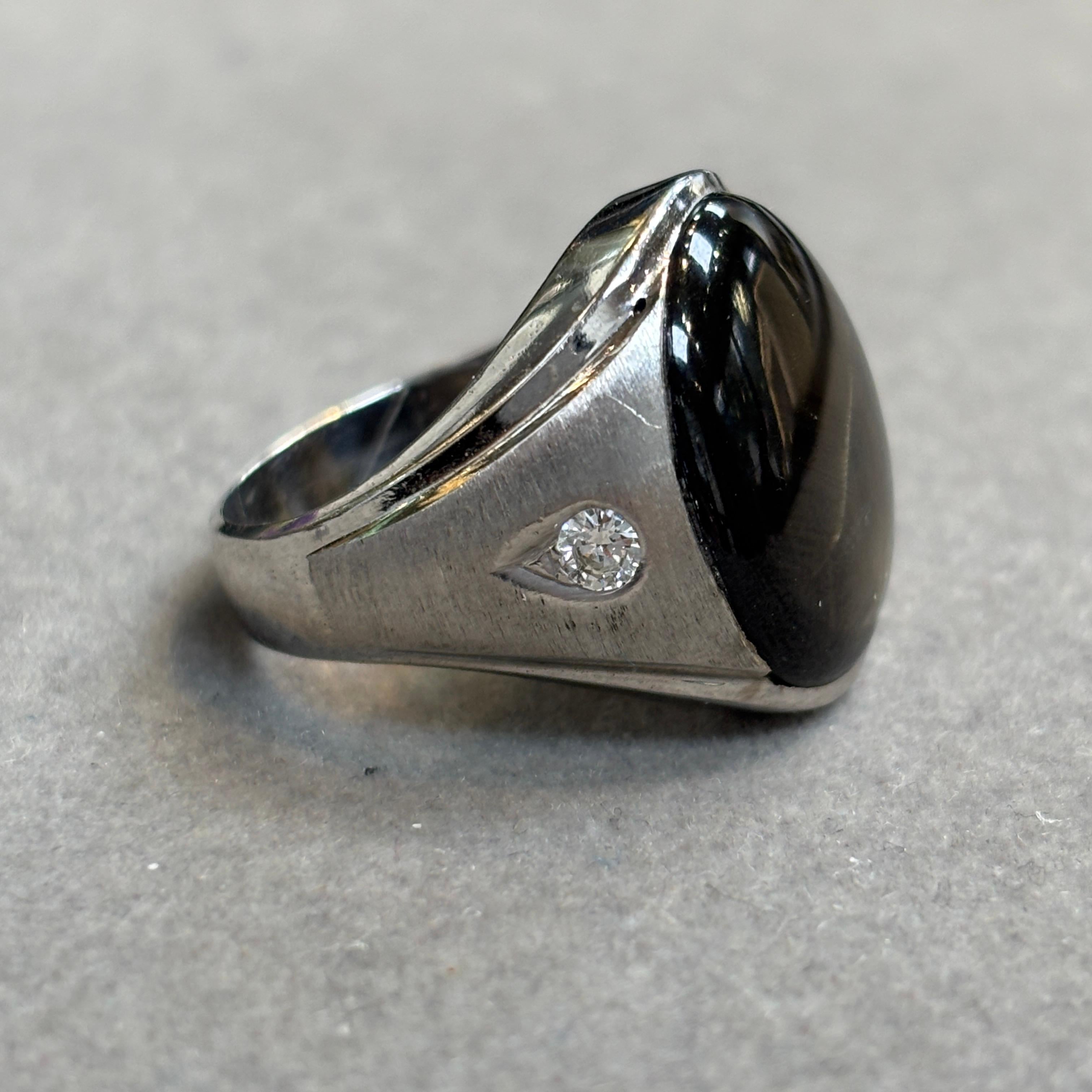 Men's Black Star Sapphire Ring For Sale 3