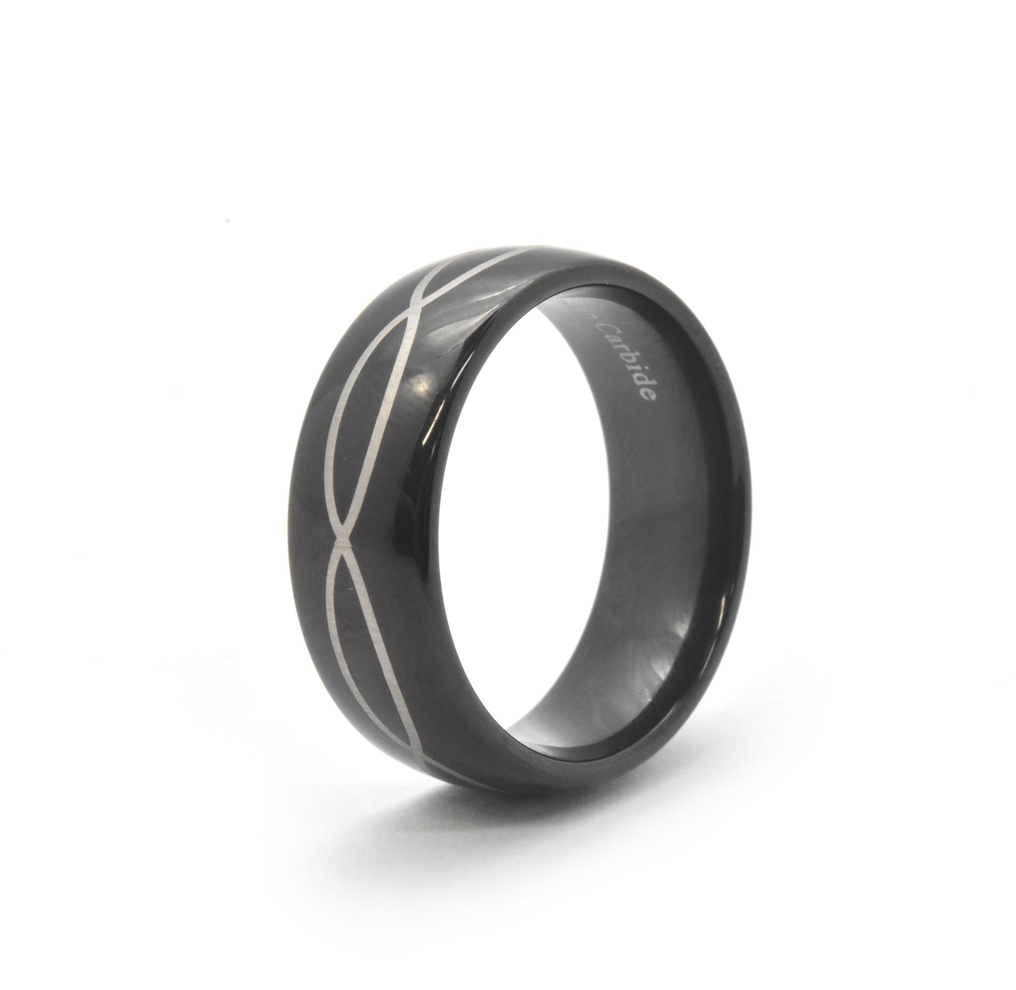 Modern Men's Black Tungsten Carbide with Infinity Center Band