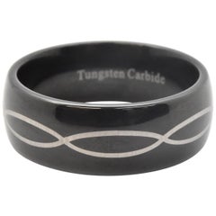 Men's Black Tungsten Carbide with Infinity Center Band