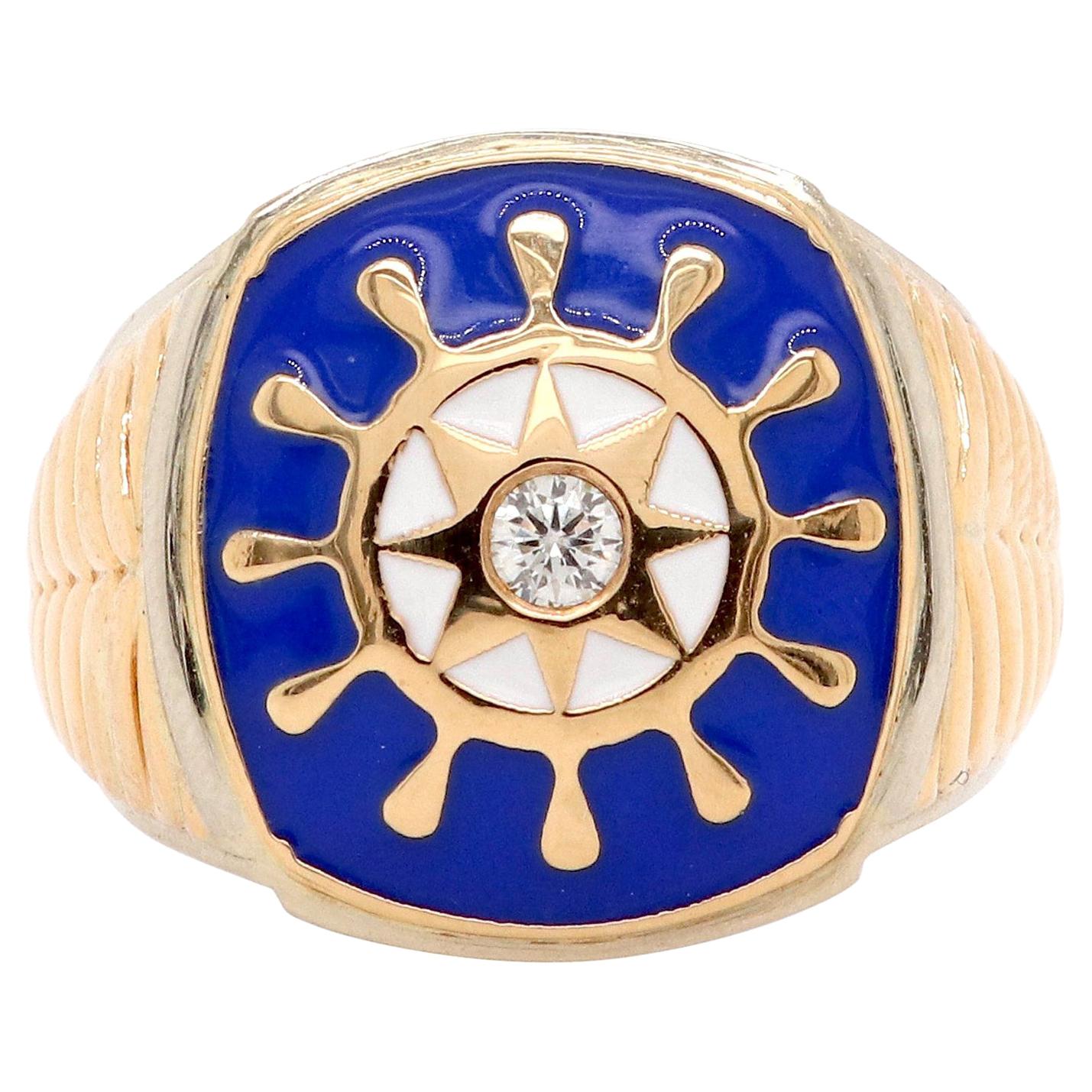 Levian Men's London Blue Topaz Diamond 14 Karat Yellow Gold Gents Ring