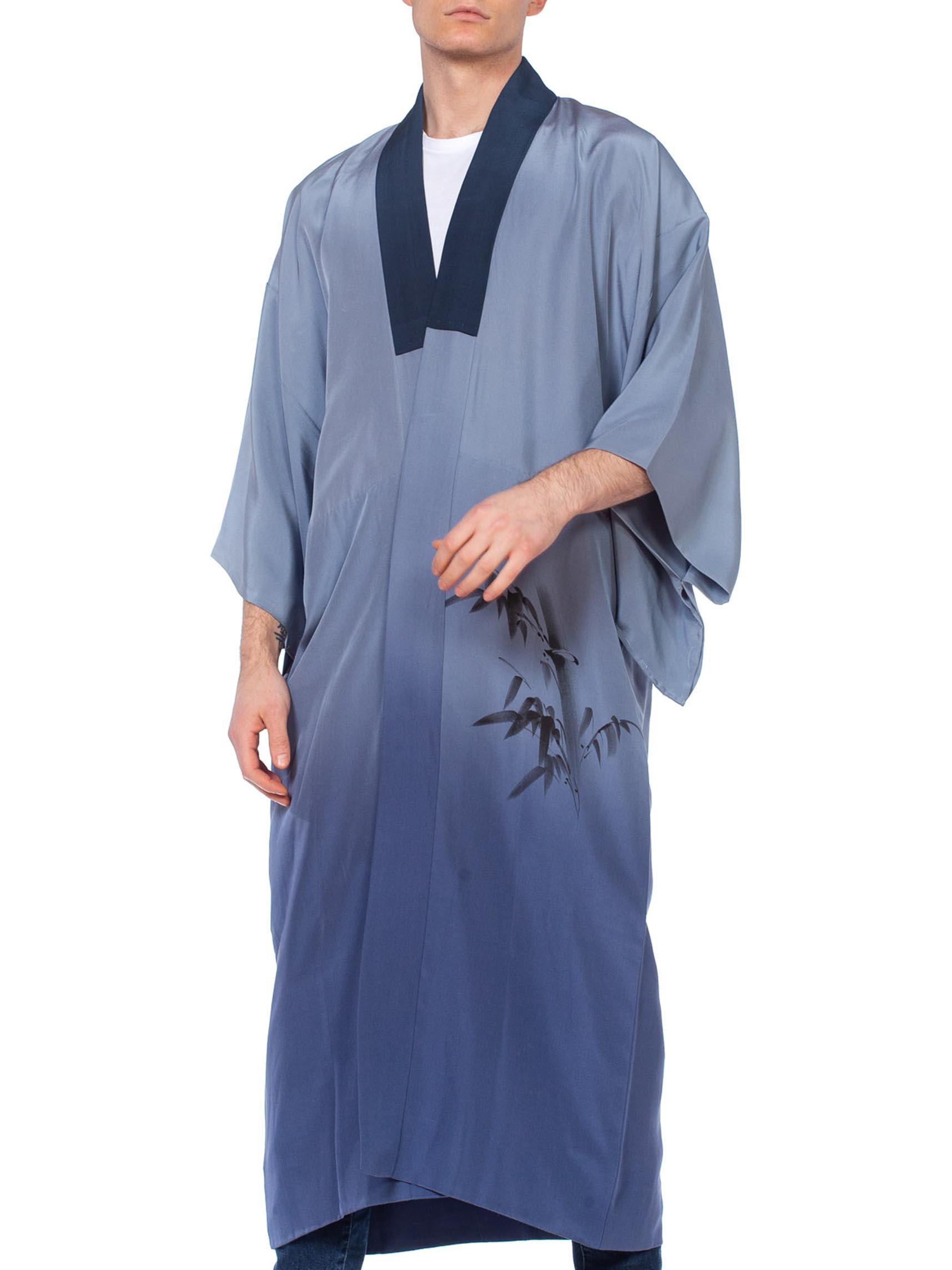1950'S Mens Blue Japanese With Hand Painted Tiger Kimono 3