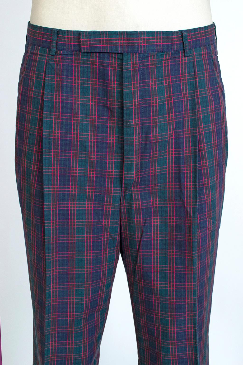 Black Men’s Blue Spirit of Scotland Tartan Plaid Golf Trousers , Harrod’s – 38
