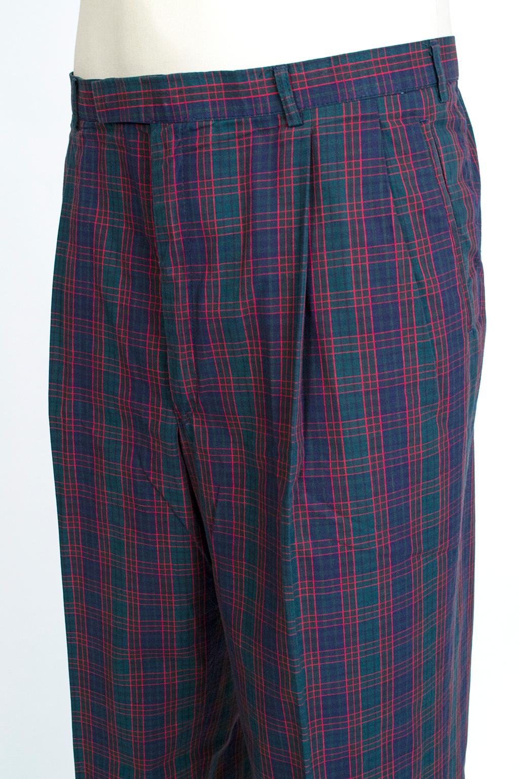 Men's Men’s Blue Spirit of Scotland Tartan Plaid Golf Trousers , Harrod’s – 38