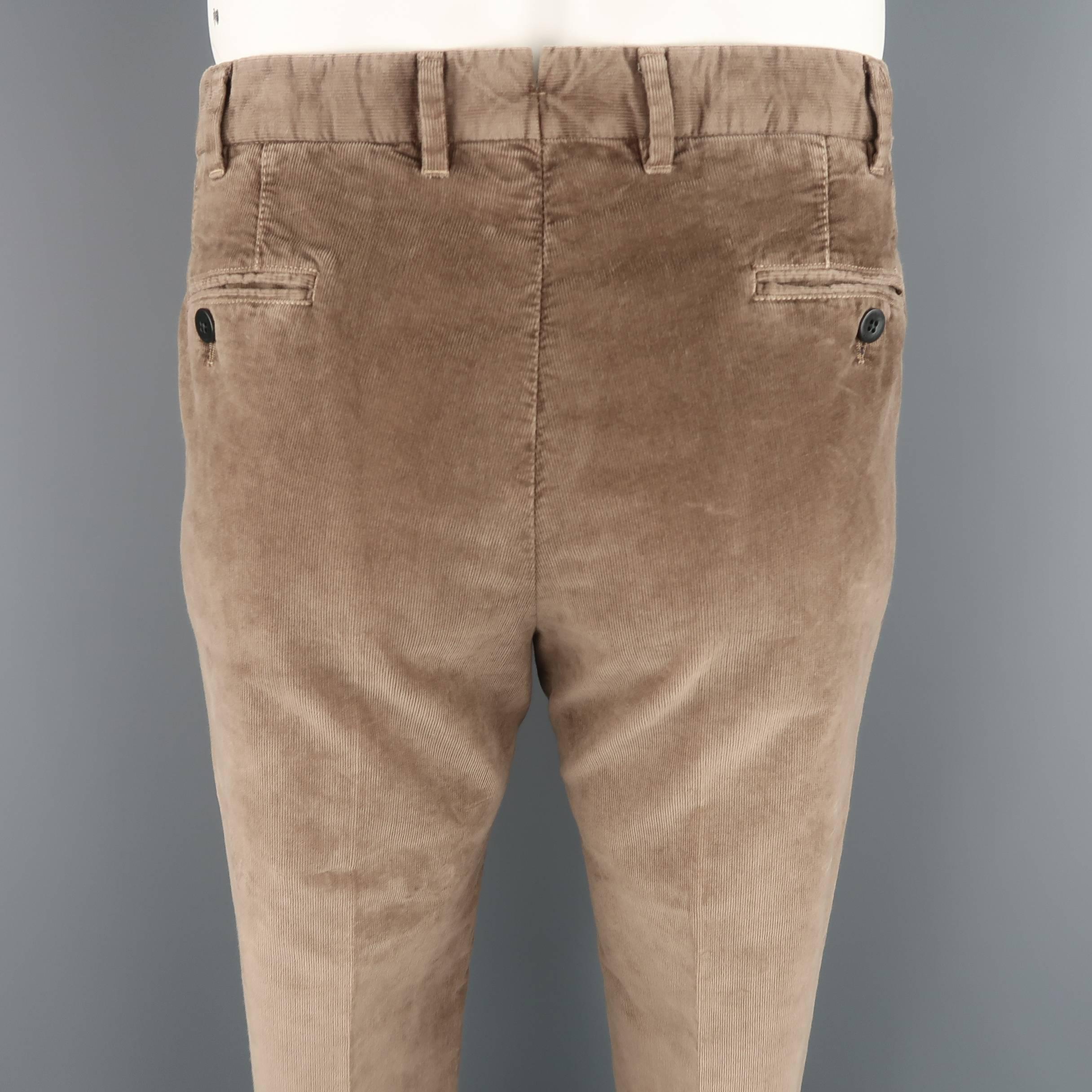 Brown Men's BOGLIOLI Size 34 Tan Textured Corduroy Dress Pants