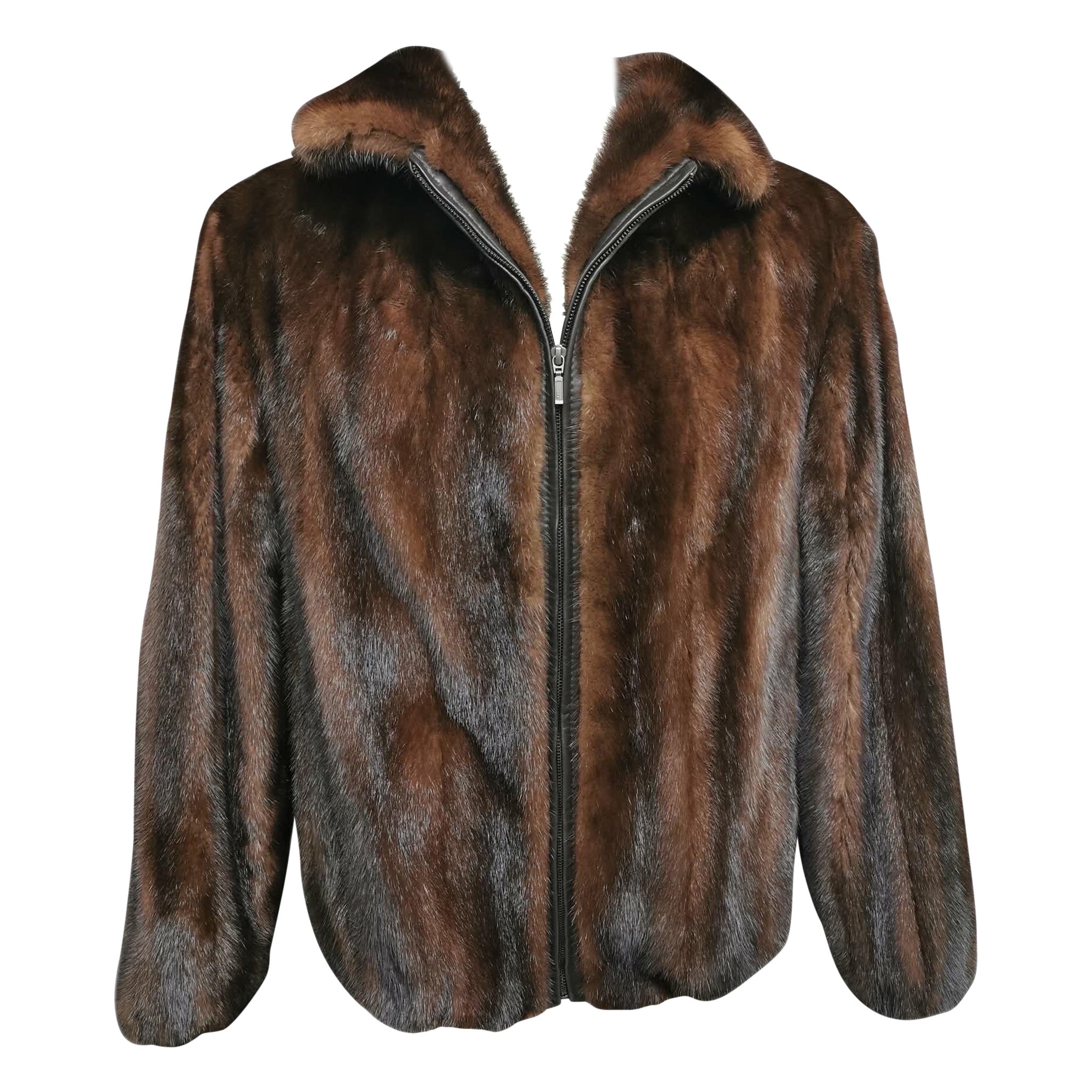 Men’s bomber jacket mink fur coat mohogany 44 ~no duties