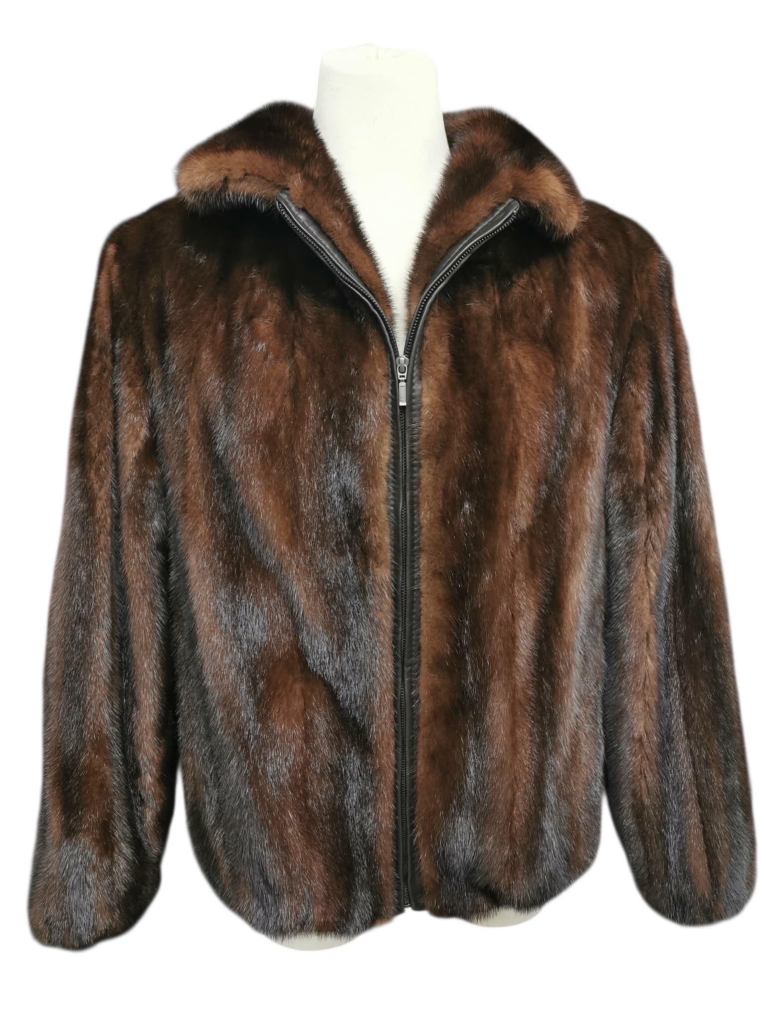 Men’s bomber jacket mink fur coat mohogany 44