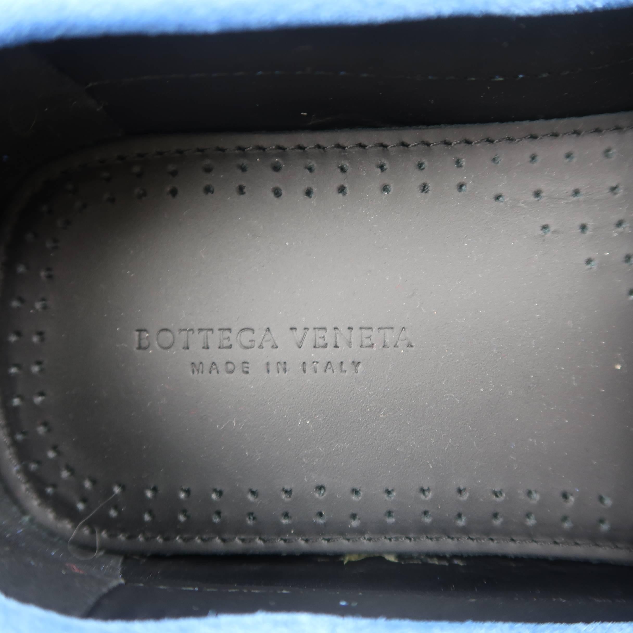 Men's BOTTEGA VENETA Size 14 Royal Blue Woven Intrecciato Suede Driver Loafers 4