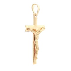 Men's Boy's Classic 18k Yellow Gold Detailed Crucifix Cross Pendant