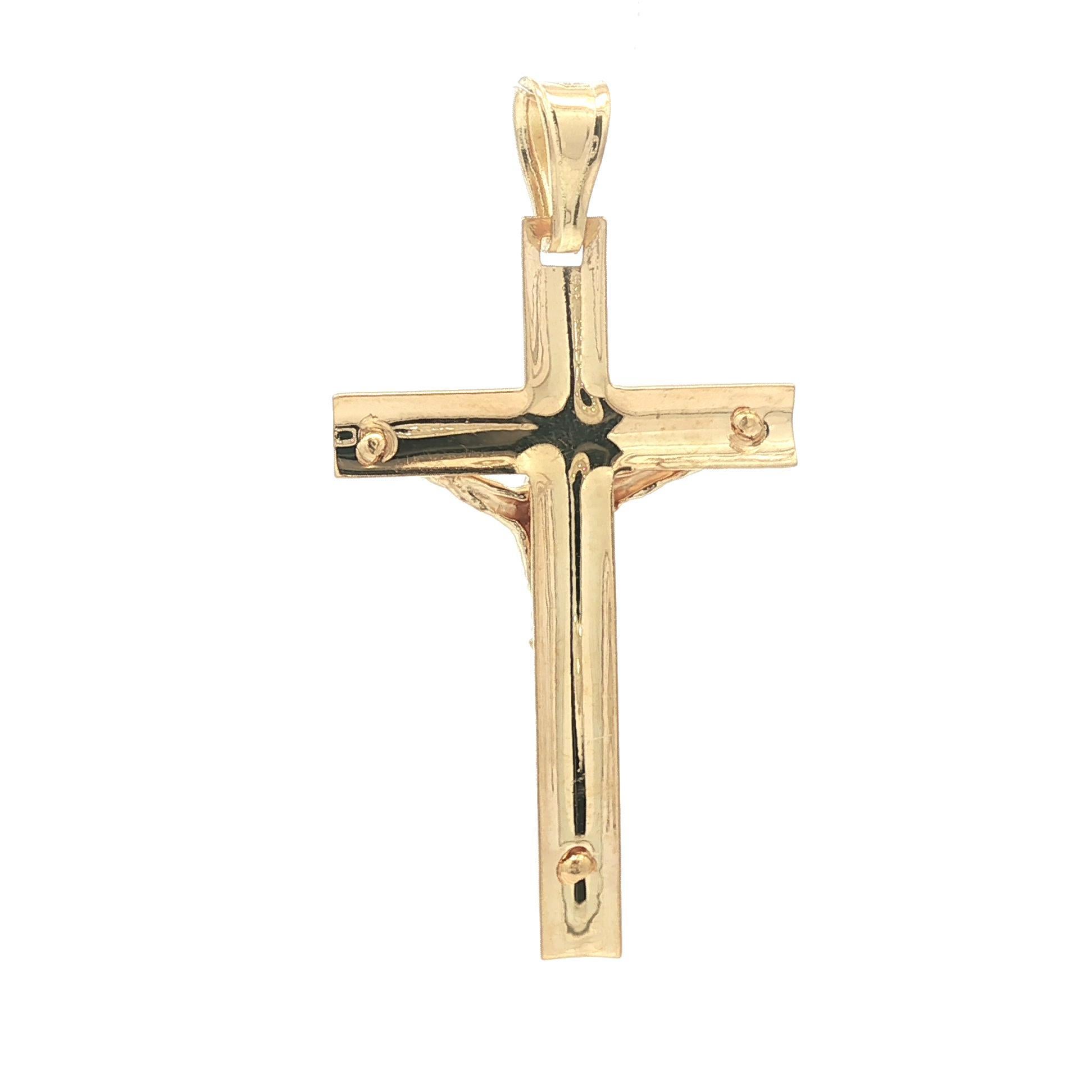 Pendentif croix crucifix en or jaune 18 carats pour hommes et garçons Pour hommes en vente