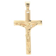 Men
s Boy
s Classic 18k Yellow Gold Detailed Crucifix Cross Pendant