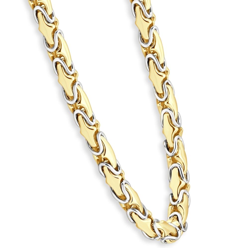 This stunning men's chain necklace is made of solid 14k yellow/white gold.  The necklace weighs 262 grams and measures 30