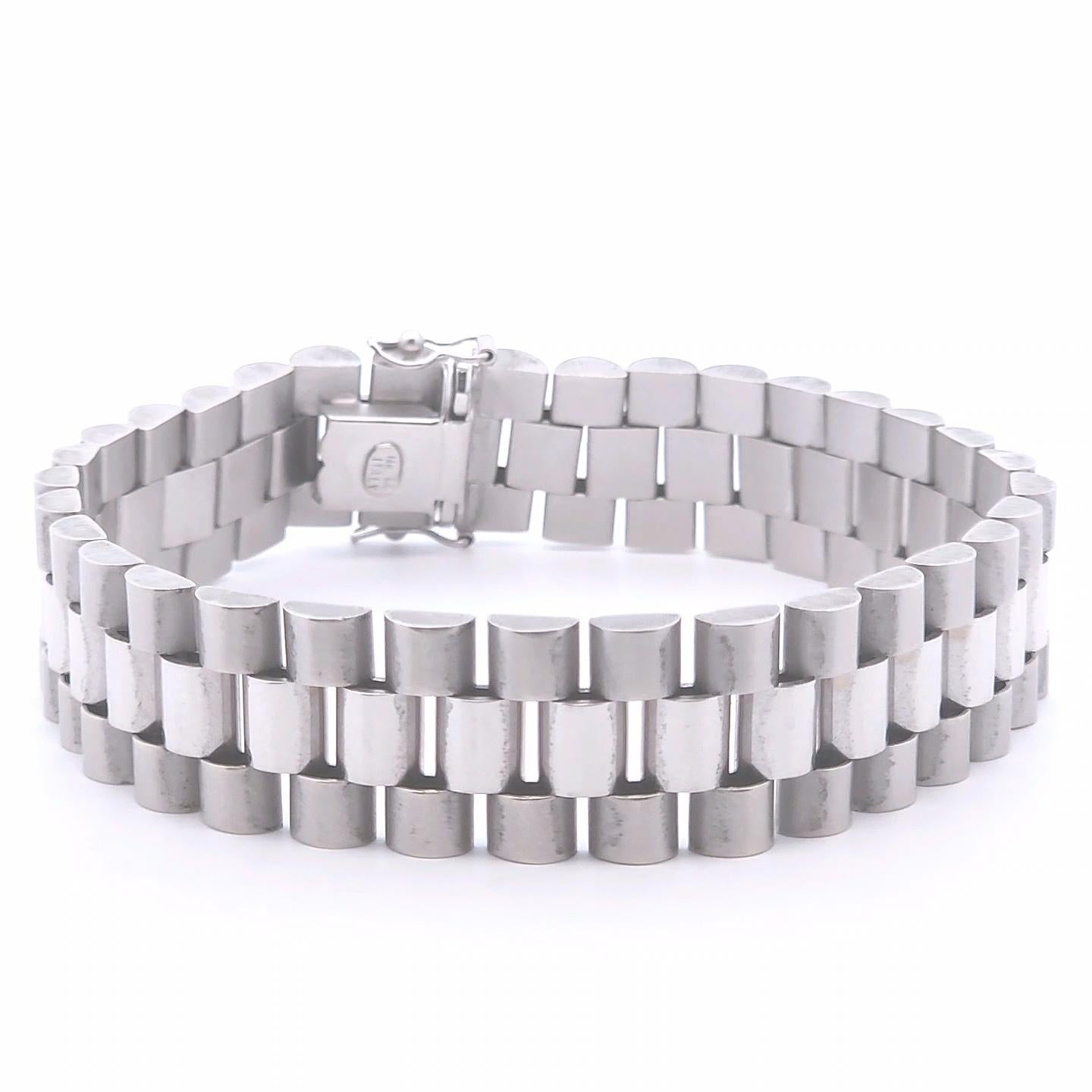 Mens Bracelet in 14k White Gold In New Condition For Sale In Tustin, CA