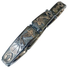Men's Bracelet in Black Rhodium 18 Karat White Gold with Koi Carp Motives