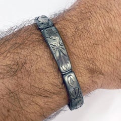 Men's Bracelet in Black Rhodium 18 Karat White Gold with Koi Carp Motives